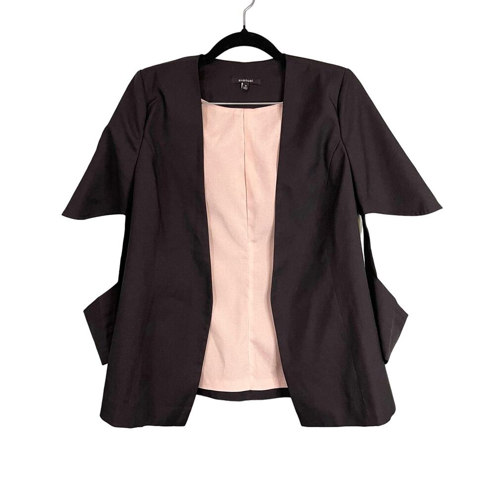 Evenuel Blazer Womens Small Black Collarless Office Career Workwear Business